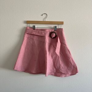 Free People Pink‎ Linen Blend Boho Chic Mini Skirt